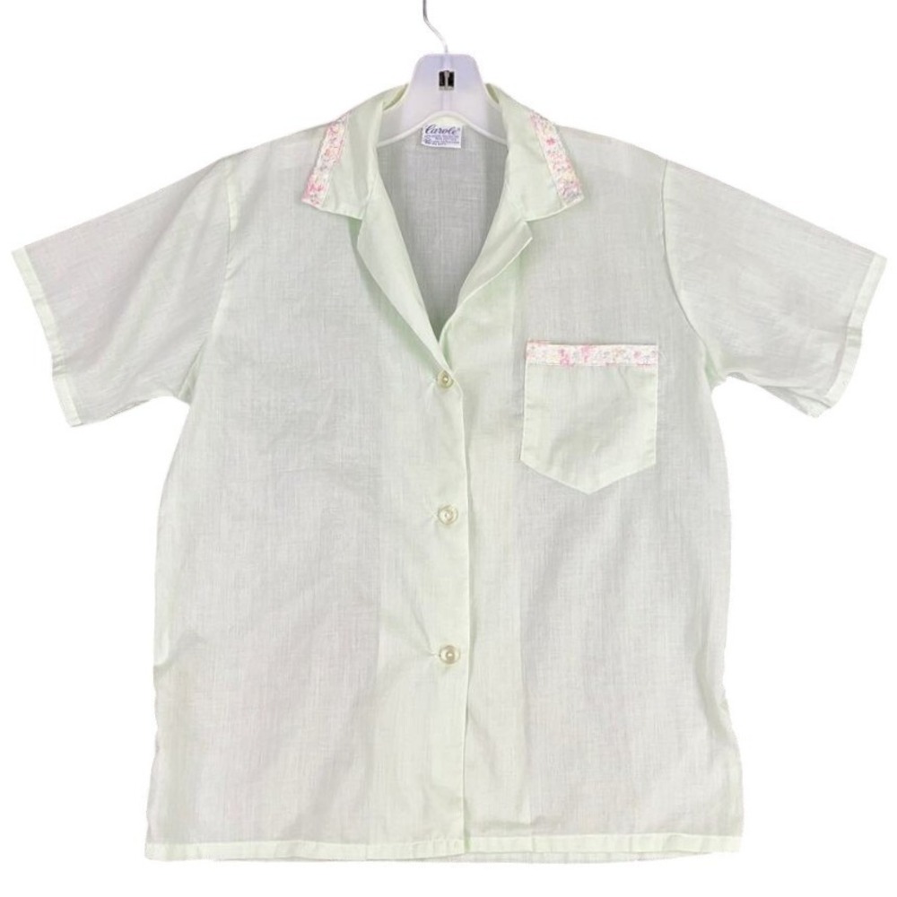 Vintage 60s Sleepwear Pajama Carole Sleep Shirt Womens Small Green Short sleeve‎
